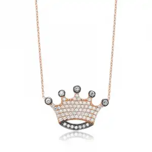 Gümüş Kraliçe Tacı Bayan Kolye