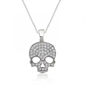 Gümüş Kuru Kafa Bayan Kolye