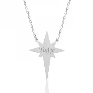 Gümüş Kutup Yıldızı İsimli Bayan Kolye