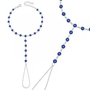 Gümüş Lacivert Nazar Boncuklu Şahmeran