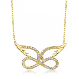Gümüş Melek Kanadı Sonsuzluk Bayan Kolye