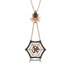 Gümüş Muhammed Yazılı Örümcek Ağı Bayan Kolye