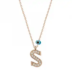 Gümüş Nazar Rose S Harfi Kadın Kolye