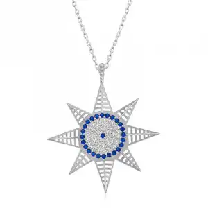 Gümüş Nazarlı Kutup Yıldızı Kadın Kolye