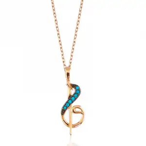 Gümüş Nota Figürlü Elif Vav Bayan Kolye