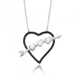 Gümüş Oklu Kalp Bayan Kolye