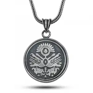Gümüş Osmanlı Devlet Armalı Cevşen Kolye