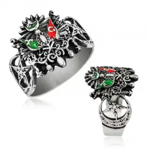 Gümüş Osmanlı Devlet Arması Erkek Yüzük