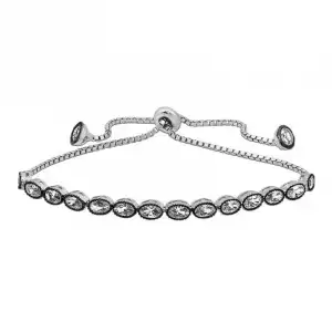 Gümüş Oval Kesim Elmas Montür Asansör Bileklik