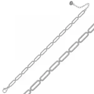 Gümüş Oval Taşlı Bayan Bileklik