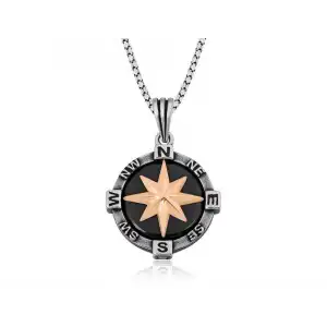 Gümüş Pusula Kolye