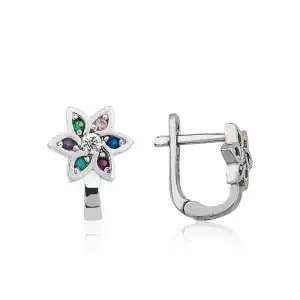 Gümüş Renkli Çiçek Bayan Küpe