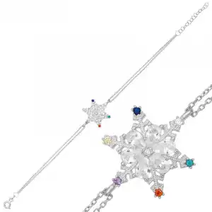 Gümüş Renkli Taşlı Kar Tanesi Kadın Bileklik