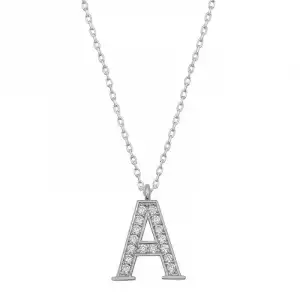 Gümüş Rodyum A Harfi Kadın Kolye