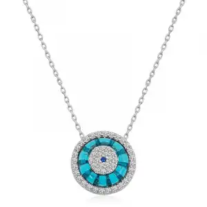 Gümüş Rodyum Camgöz Nazar Bayan Kolye