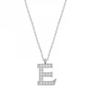 Gümüş Rodyum E Harfi Kadın Kolye
