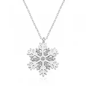 Gümüş Rodyum Kar Tanesi Bayan Kolye