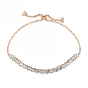 Gümüş Rose Baget Taşlı Su Yolu Asansör Bileklik