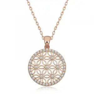 Gümüş Rose Beyaz Taşlı Yaşam Çiçeği Kadın Kolye