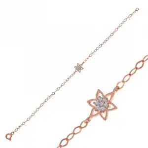 Gümüş Rose Çiçek Kadın Bileklik