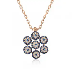 Gümüş Rose Çiçek Model Nazar Kolye