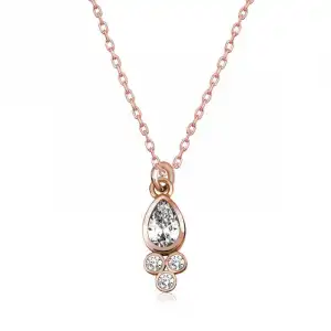 Gümüş Rose Çiğ Damlası Tektaş Bayan Kolye