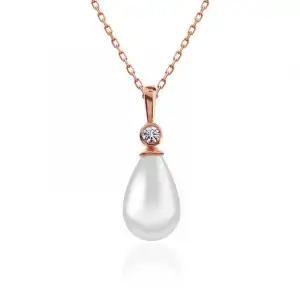 Gümüş Rose Damla Rose İnci Kadın Kolye