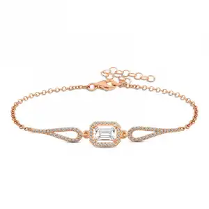 Gümüş Rose Dikdörtgen Baget Bileklik