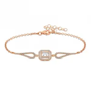 Gümüş Rose Dikdörtgen Baget Bileklik