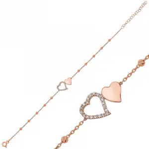 Gümüş Rose Dorissa İki Kalp Bayan Bileklik