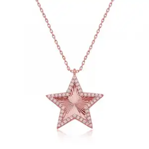 Gümüş Rose Fırfır Desenli Yıldız Kadın Kolye