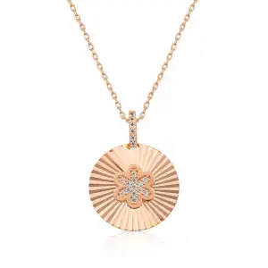 Gümüş Rose Fırfırlı Çiçek Bayan Kolye