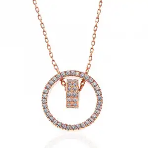 Gümüş Rose İç İçe Geçmiş Halka Kadın Kolye