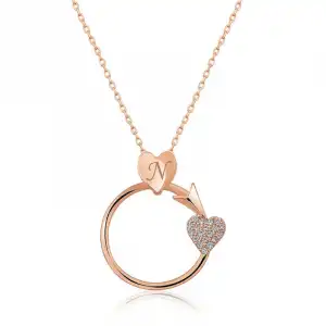 Gümüş Rose Kalbe Giden Ok Kolye