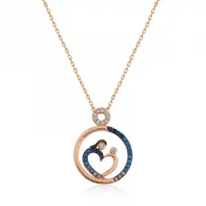 Gümüş Rose Kalp Anne Ve Bebek Bayan Kolye