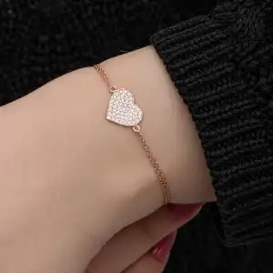 Gümüş Rose Kalp Kadın Bileklik
