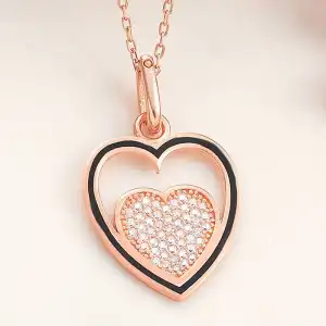 Gümüş Rose Kalp Kadın Kolye