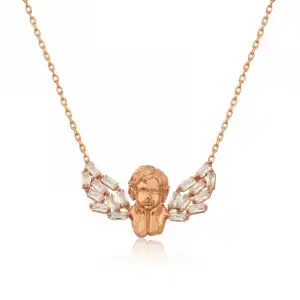 Gümüş Rose Kanatlı Melek Kolye