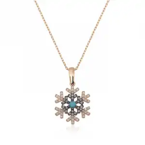 Gümüş Rose Kar Tanesi Bayan Kolye