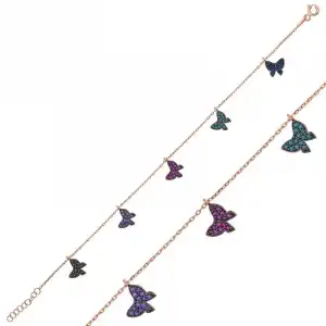 Gümüş Rose Kelebek Bayan Bileklik