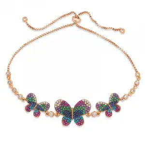 Gümüş Rose Kelebekli Asansör Bileklik