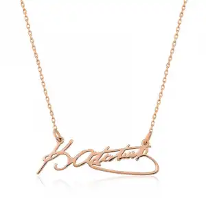 Gümüş Rose Kemal Atatürk İmza Bayan Kolye