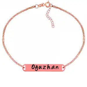 Gümüş Rose Kişiye Özel İsimli Bayan Bileklik