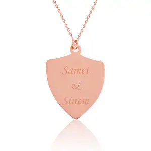 Gümüş Rose Kişiye Özel İsimli Zırh Plaka Kolye