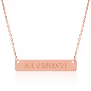 Gümüş Rose Kişiye Özel Roma Rakamlı Tarih Kolye