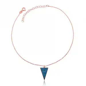 Gümüş Rose Mavi Üçgen Halhal