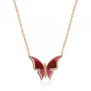 Gümüş Rose Minimal Kelebek Bayan Kolye