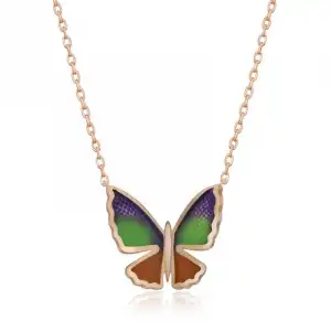 Gümüş Rose Minimal Kelebek Bayan Kolye