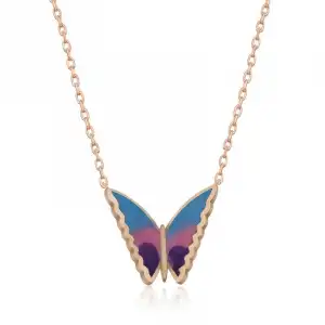 Gümüş Rose Minimal Kelebek Bayan Kolye