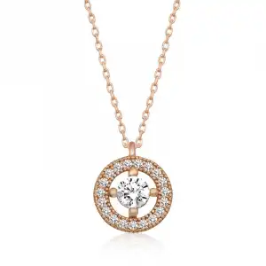 Gümüş Rose Minimal Yuvarlak Tektaş Bayan Kolye